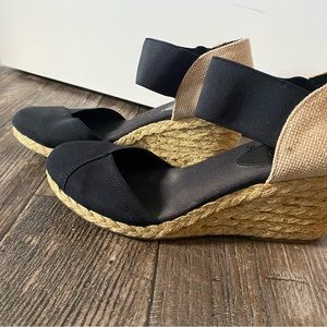 Chaps Navy Espadrille Wedge Heels